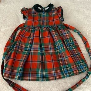 Oscar de la Renta Red and Green Plaid Girls' Holiday Dress
